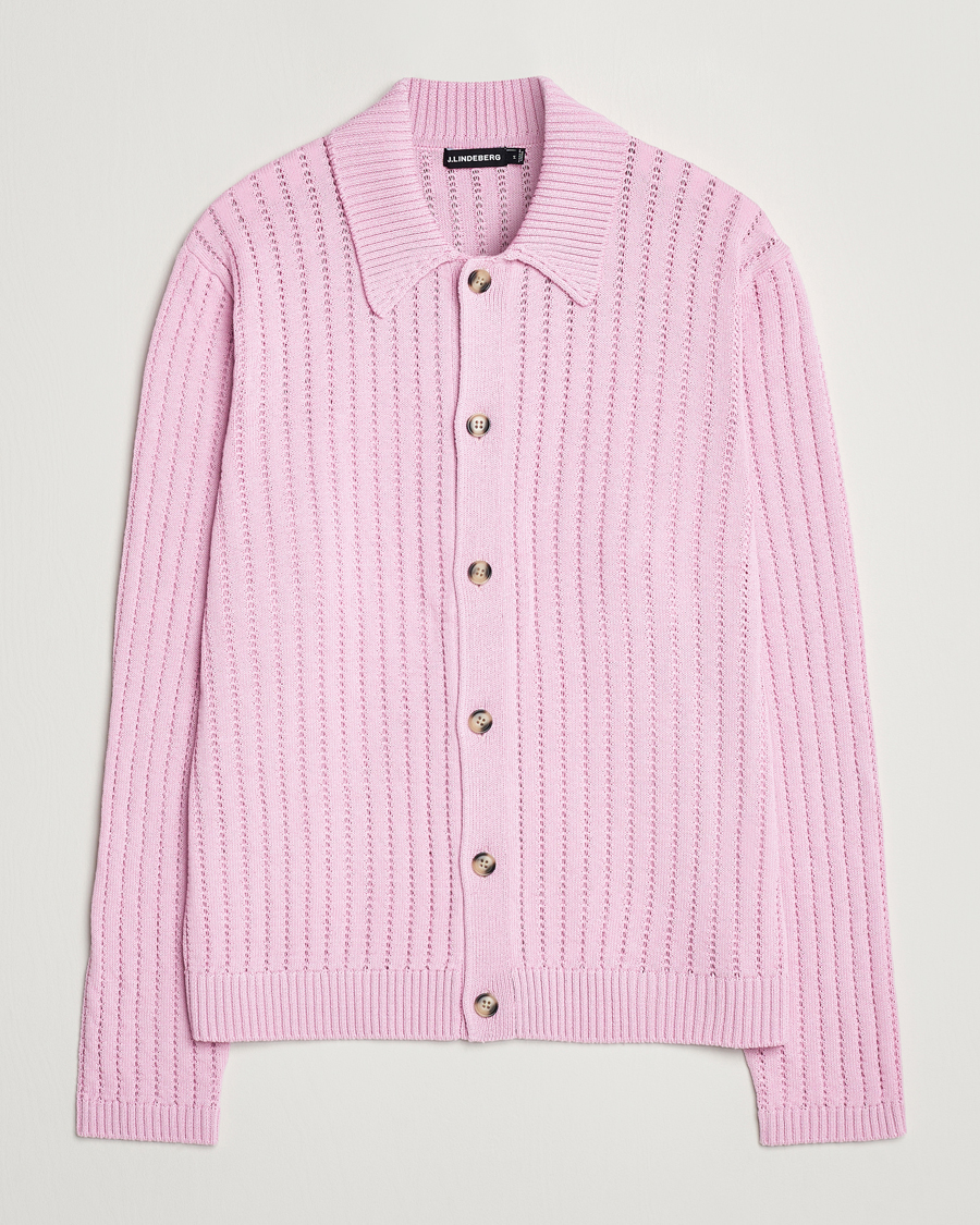 Herren | Pullover | J.Lindeberg | Edmondo Collar Cardigan Pink Lavender