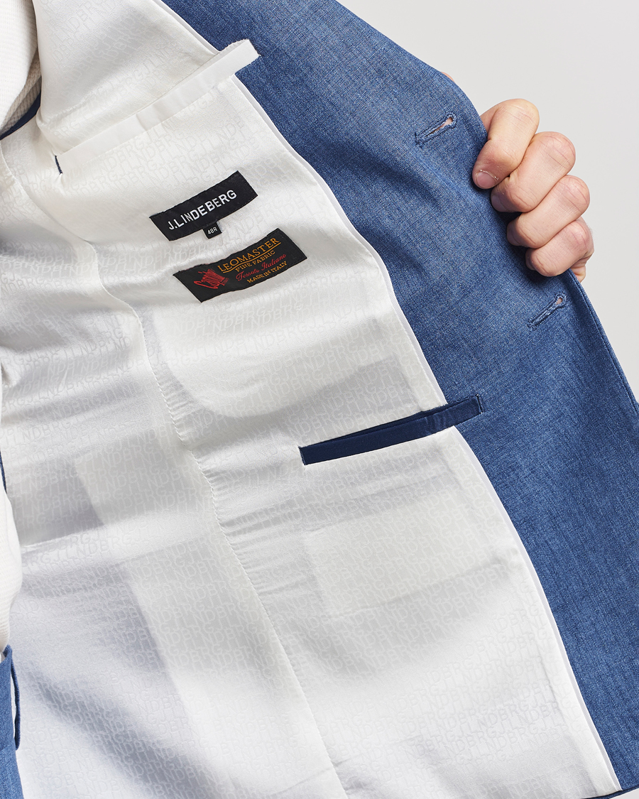 Herren | Sakkos | J.Lindeberg | Hopper U Super Linen Blazer Chambray Blue