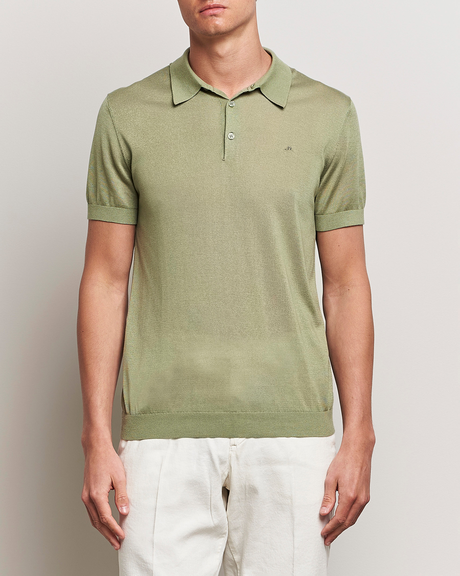 Herren | Poloshirts | J.Lindeberg | Ridge Lyocell Silk Polo Oil Green