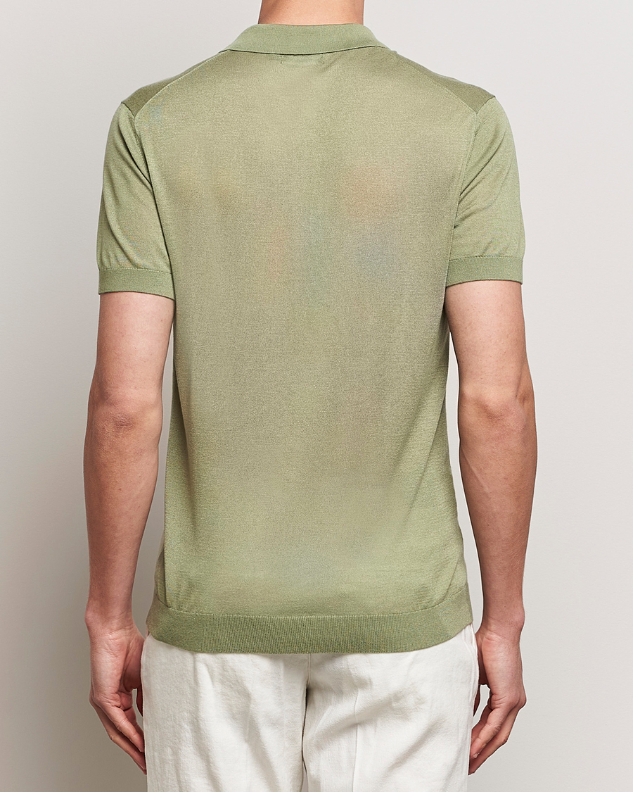 Herren | Poloshirts | J.Lindeberg | Ridge Lyocell Silk Polo Oil Green
