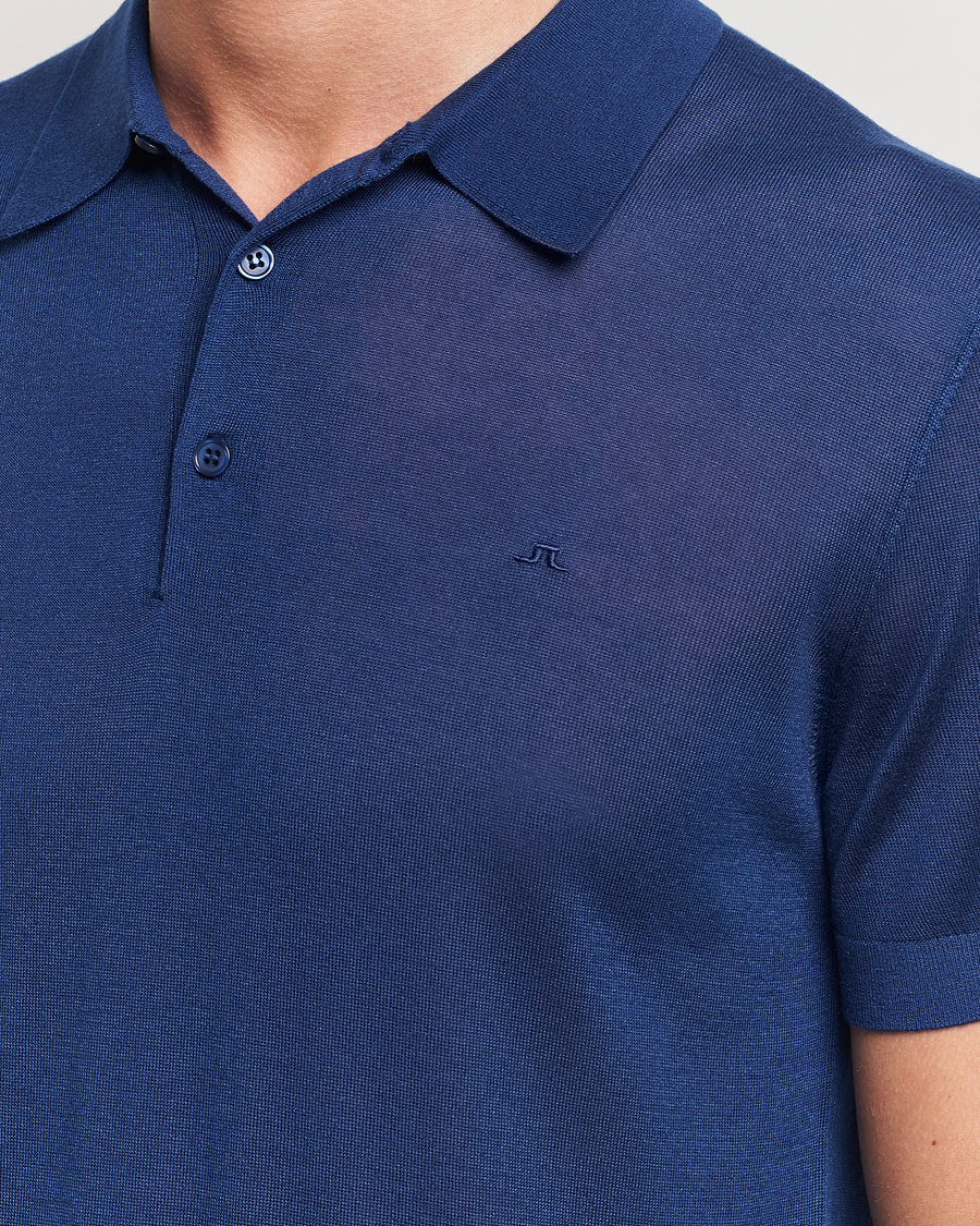 Herren | Poloshirts | J.Lindeberg | Ridge Lyocell Silk Polo Estate Blue