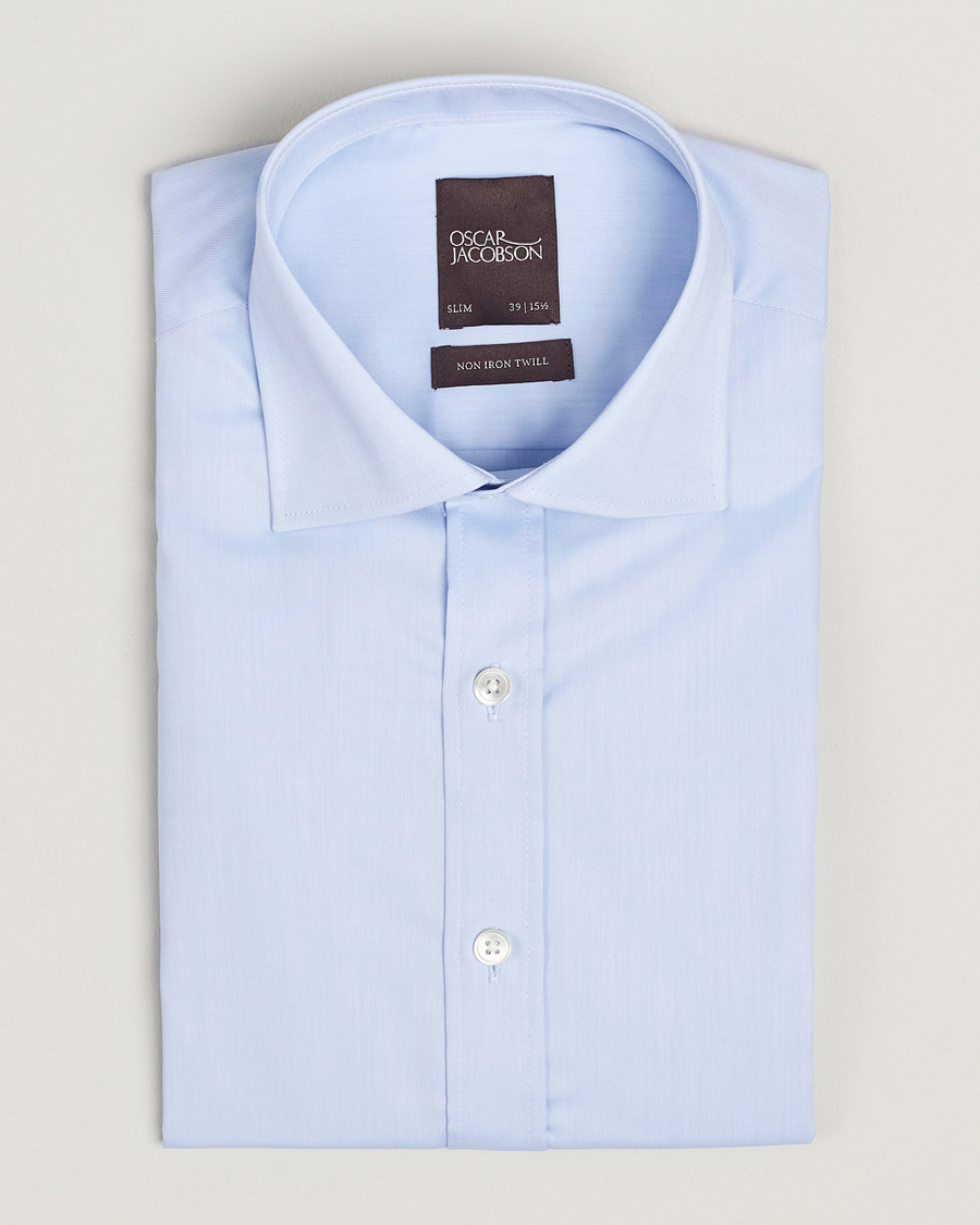 Herren | Hemden | Oscar Jacobson | Slim Fit Cut Away Non Iron Twill Light Blue