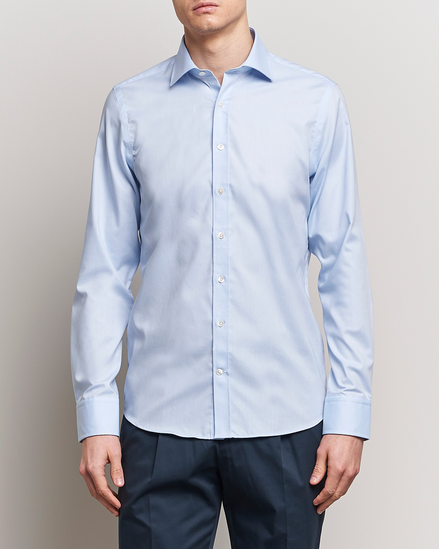 Herren | Hemden | Oscar Jacobson | Slim Fit Cut Away Non Iron Twill Light Blue