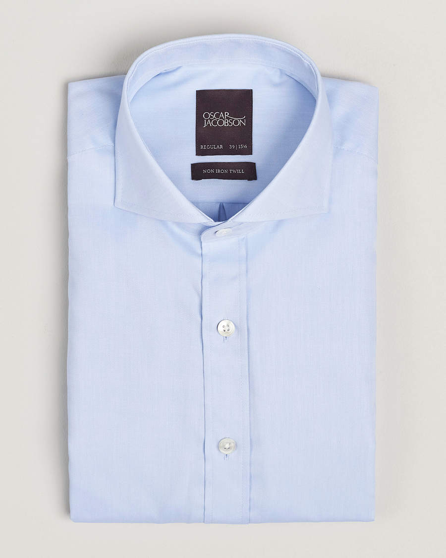 Herren | Hemden | Oscar Jacobson | Reg Fit Cut Away Non Iron Twill Light Blue