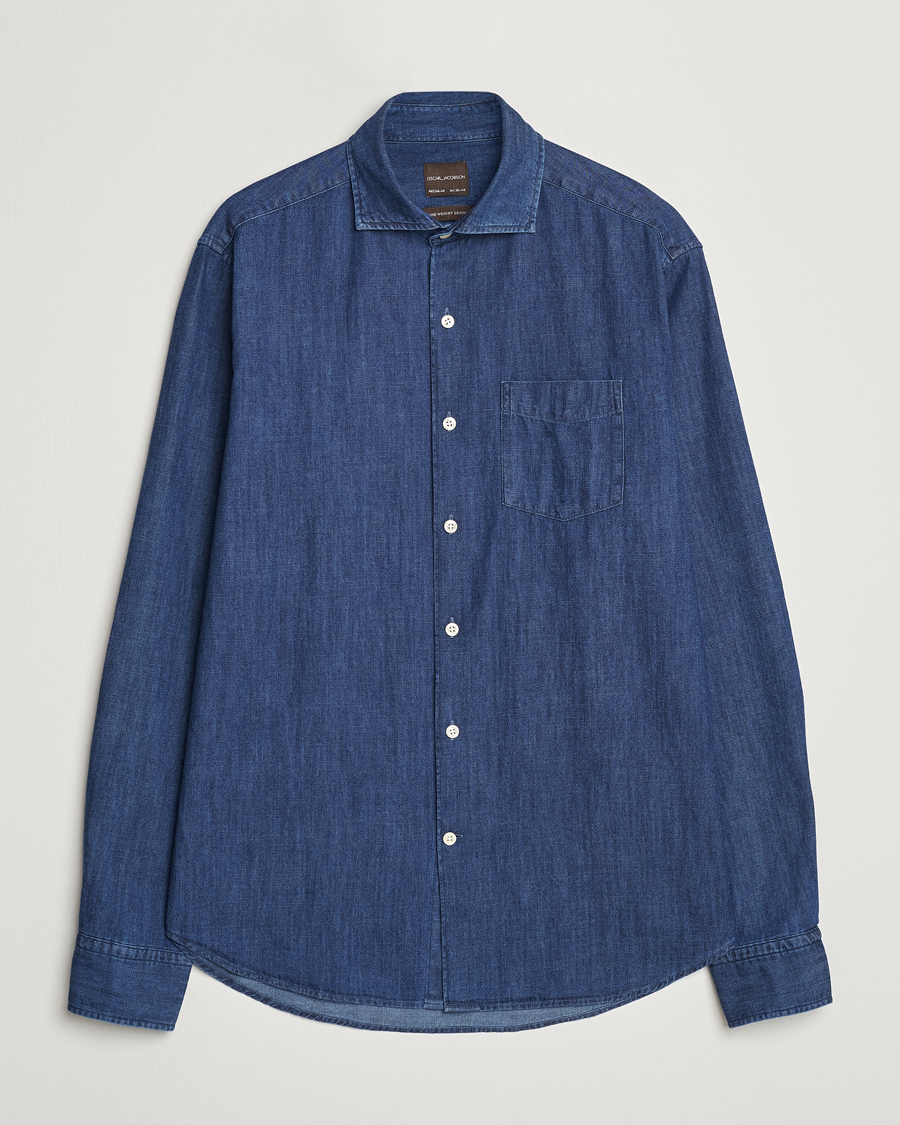 Herren | Hemden | Oscar Jacobson | Reg Fit Wide Spread C Dark Indigo Midnight Blue