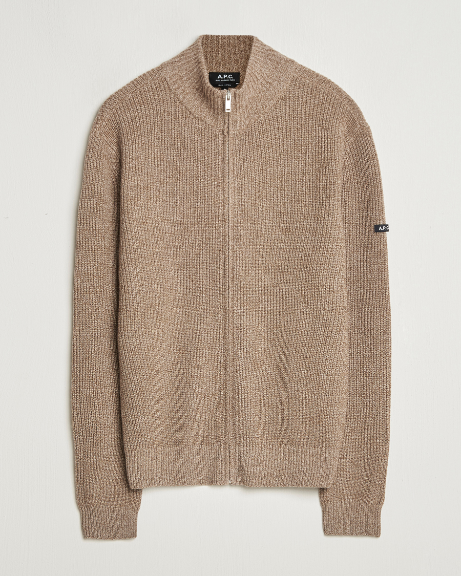 Herren | Pullover | A.P.C. | Heath Merino Wool Cardigan Marron Chine