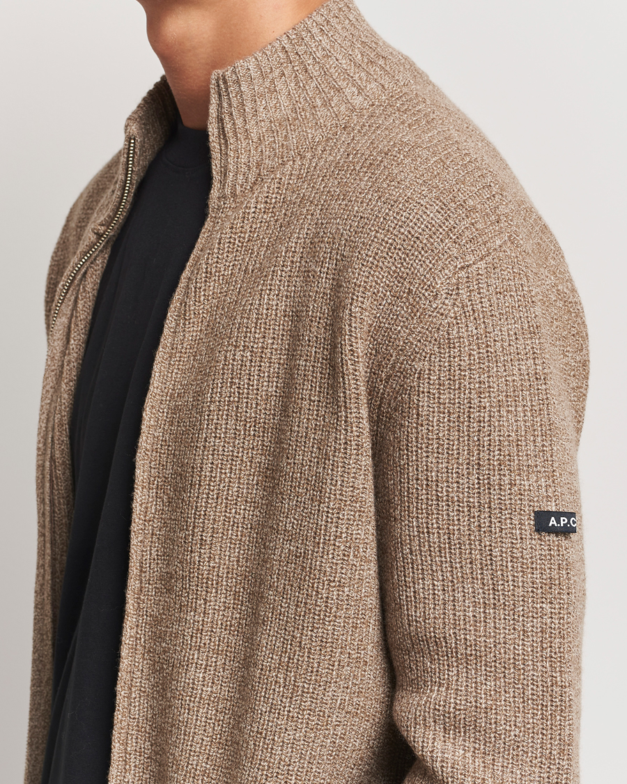 Herren | Pullover | A.P.C. | Heath Merino Wool Cardigan Marron Chine