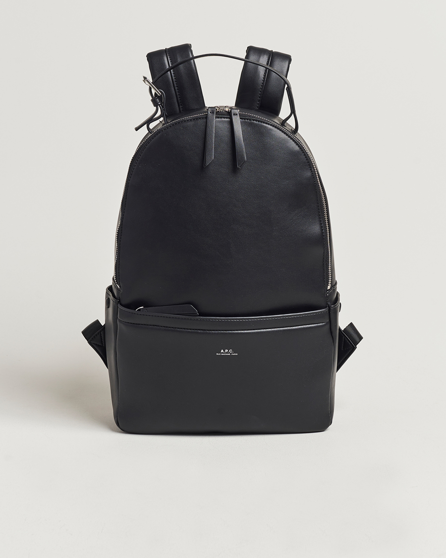 Herren | A.P.C. Sac Leather Backpack Black | A.P.C. | Sac Leather Backpack Black
