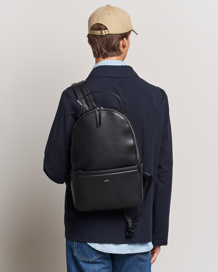 Herren | A.P.C. Sac Leather Backpack Black | A.P.C. | Sac Leather Backpack Black