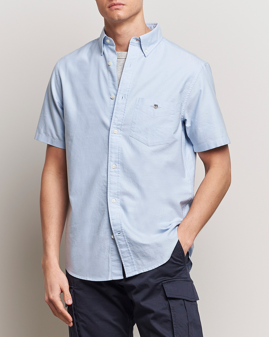 Herren | GANT | GANT | Regular Short Sleeve Oxford Shirt Light Blue
