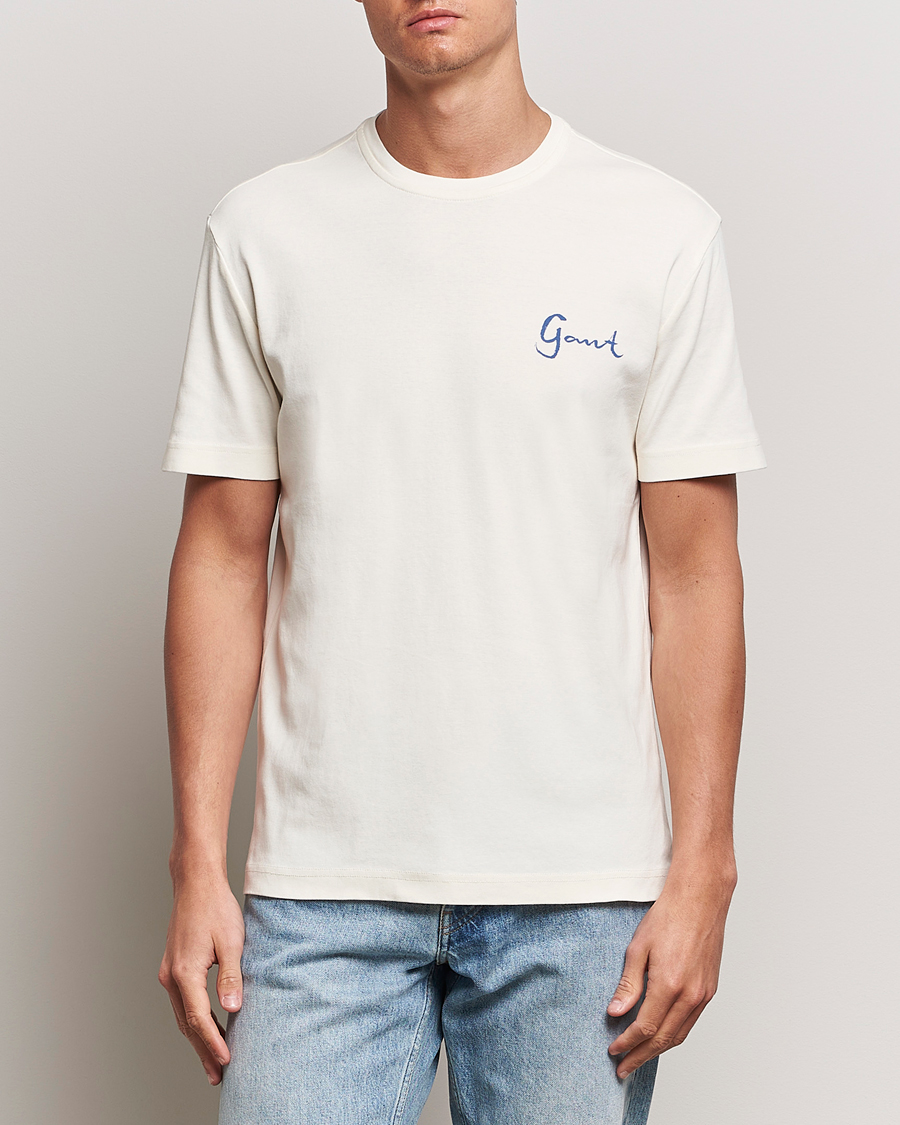 Herren | T-Shirts | GANT | Graphic Printed T-Shirt Cream