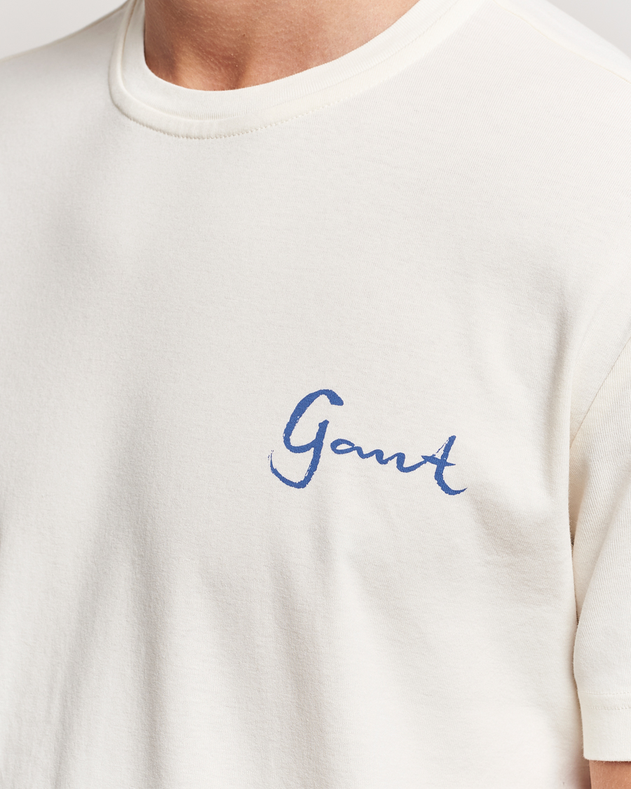 Herren | T-Shirts | GANT | Graphic Printed T-Shirt Cream