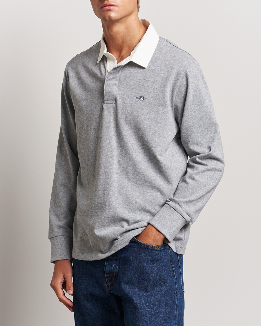 Herren | Pullover | GANT | Reg Shield Heavy Rugger Grey Melange