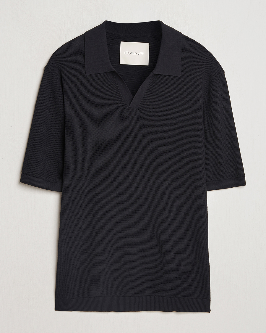 Herren | Poloshirts | GANT | Open Knit Short Sleeve Polo Black