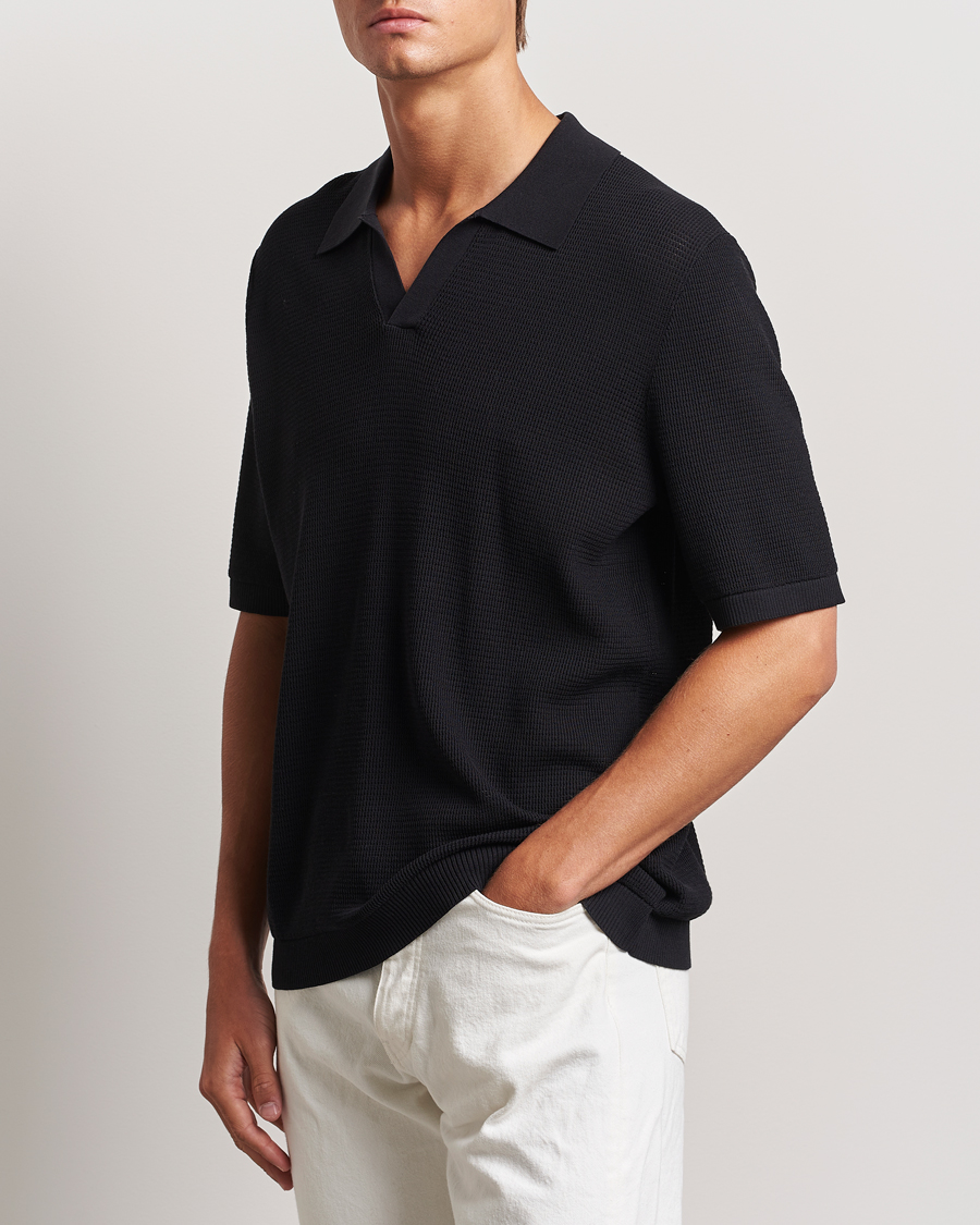 Herren | Poloshirts | GANT | Open Knit Short Sleeve Polo Black
