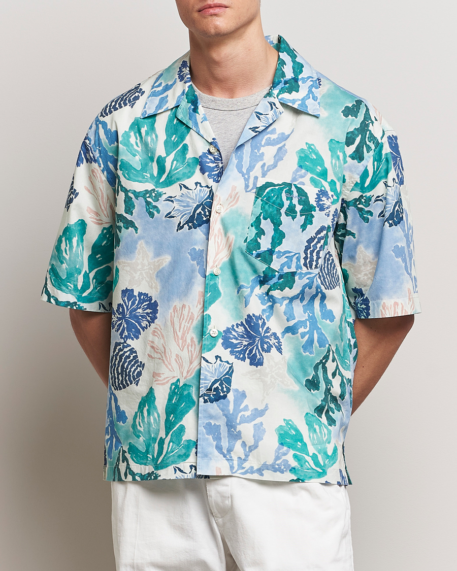 Herren |  | GANT | Camp Collar Sea Print Short Sleeve Shirt Rich Blue