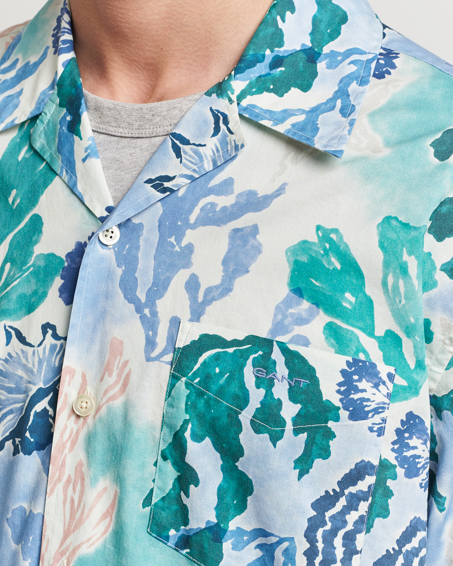 Herren | Hemden | Gant | Camp Collar Sea Print Short Sleeve Shirt Rich Blue