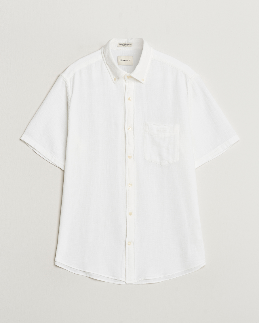 Herren | Hemden | Gant | Cotton/Linen Texture Short Sleeve Shirt White