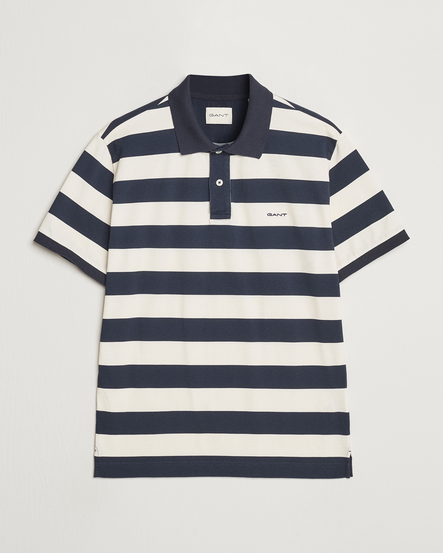 Herren | Poloshirts | GANT | Heavy Washed Striped Polo Evening Blue