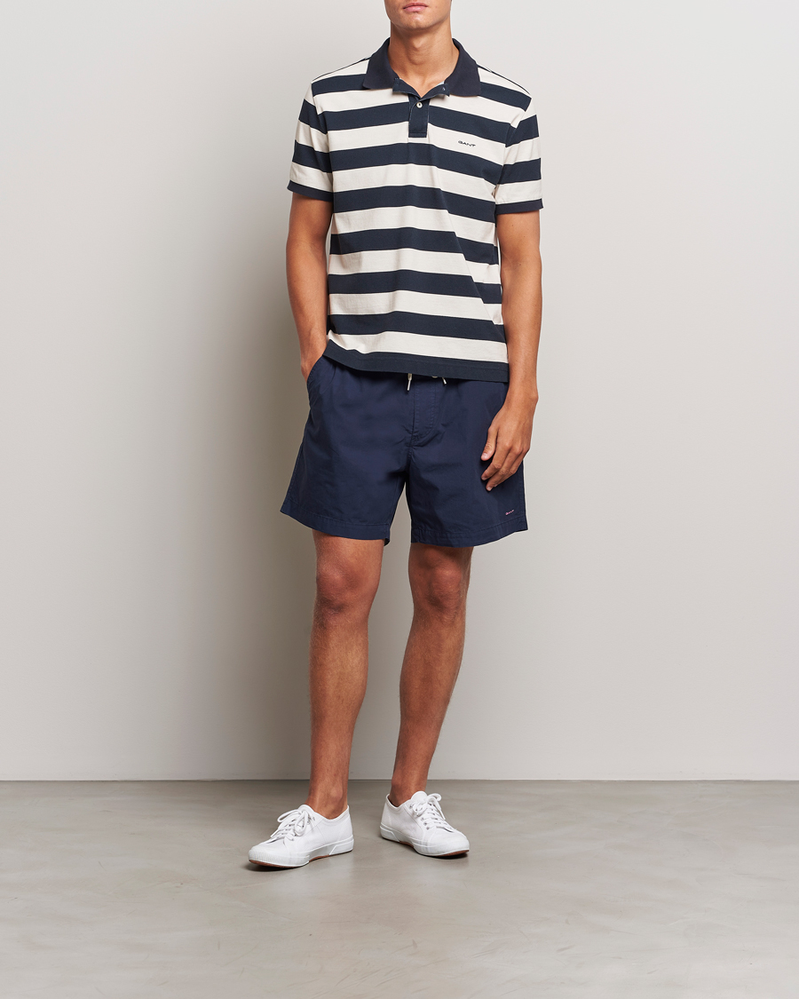Herren | Poloshirts | GANT | Heavy Washed Striped Polo Evening Blue