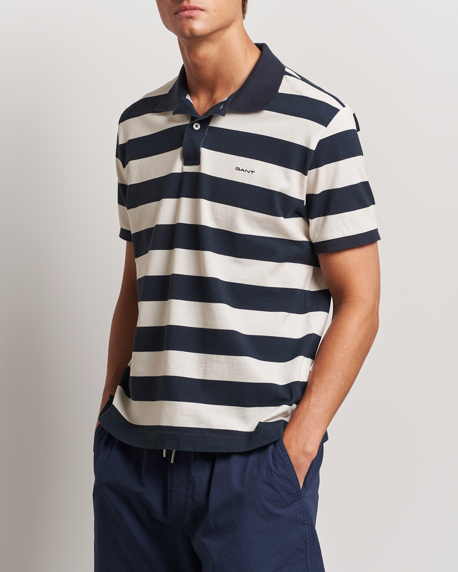 Herren | Poloshirts | GANT | Heavy Washed Striped Polo Evening Blue
