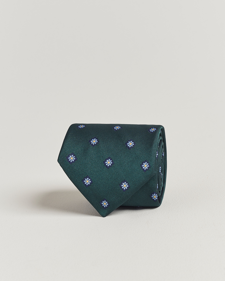 Herren | E. Marinella 3-Fold Jacquard Silk Tie Dark Green | E. Marinella | 3-Fold Jacquard Silk Tie Dark Green