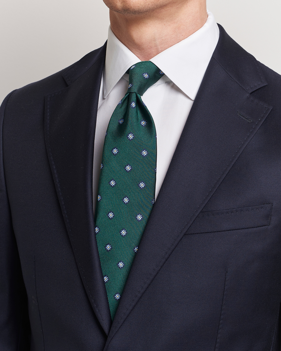 Herren | E. Marinella 3-Fold Jacquard Silk Tie Dark Green | E. Marinella | 3-Fold Jacquard Silk Tie Dark Green