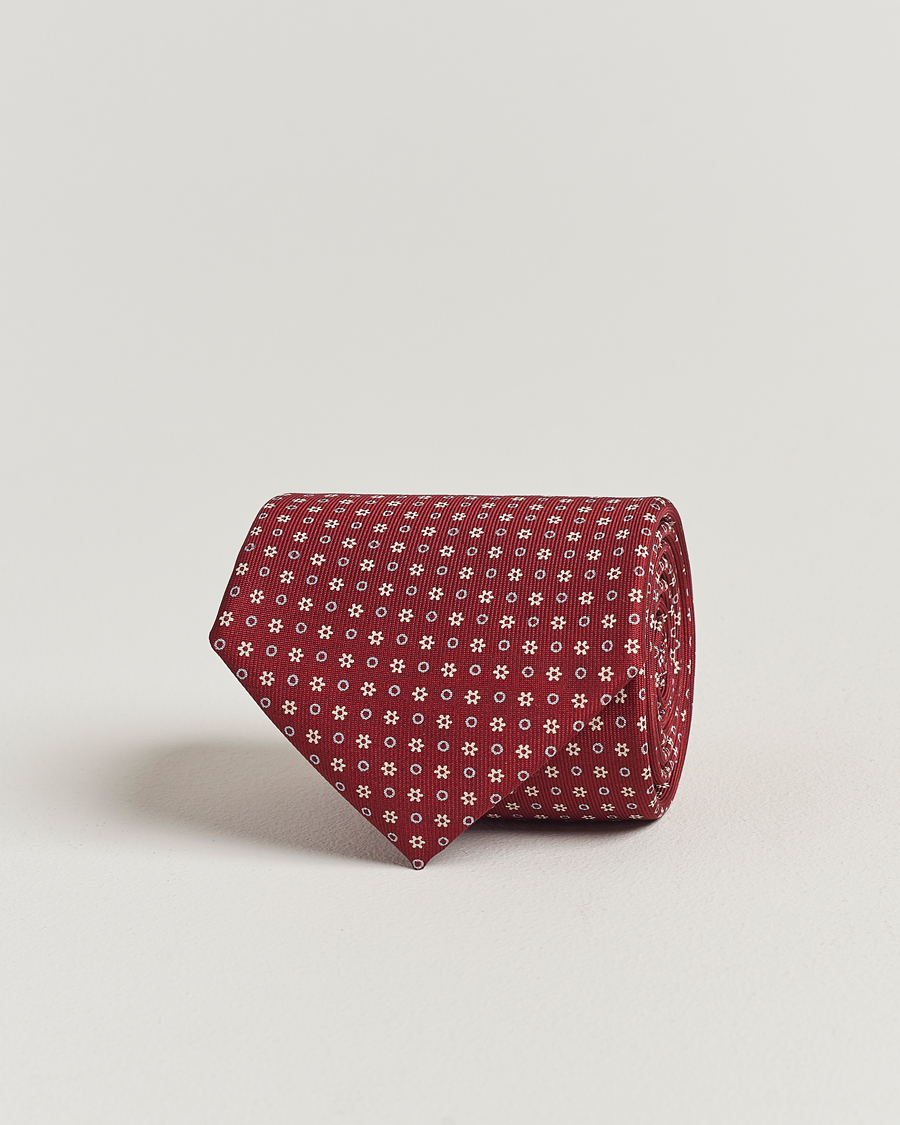 Herren |  | E. Marinella | 3-Fold Printed Silk Tie Burgundy