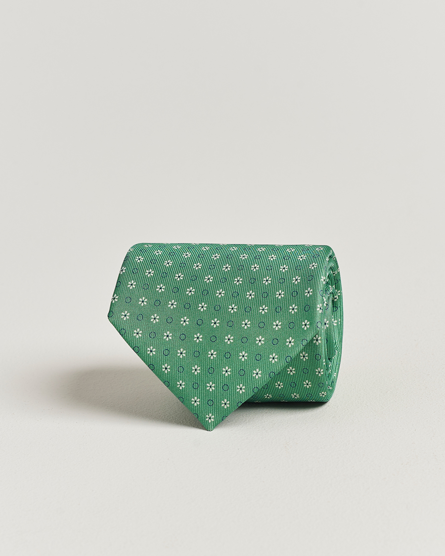 Herren | E. Marinella 3-Fold Printed Silk Tie Green | E. Marinella | 3-Fold Printed Silk Tie Green