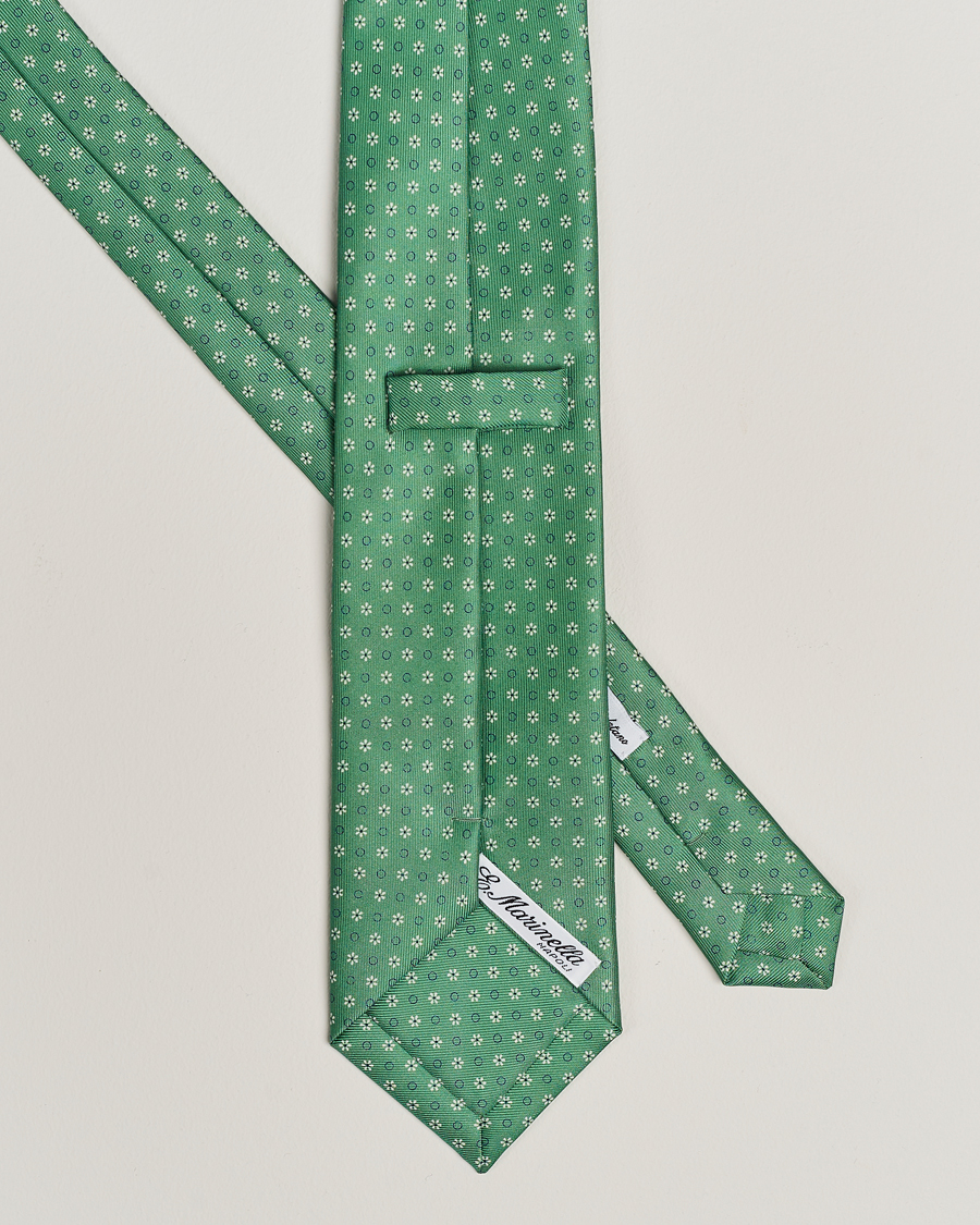 Herren | E. Marinella 3-Fold Printed Silk Tie Green | E. Marinella | 3-Fold Printed Silk Tie Green