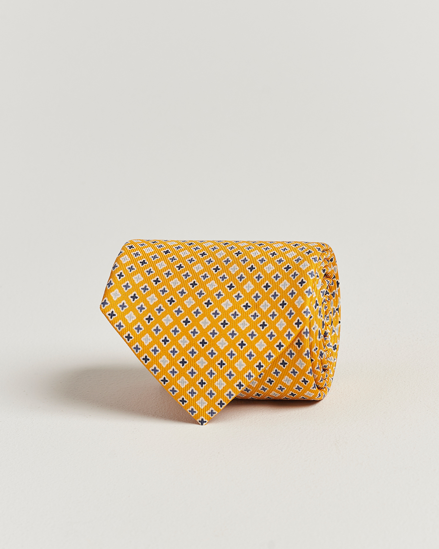 Herren | E. Marinella 3-Fold Printed Silk Tie Yellow | E. Marinella | 3-Fold Printed Silk Tie Yellow