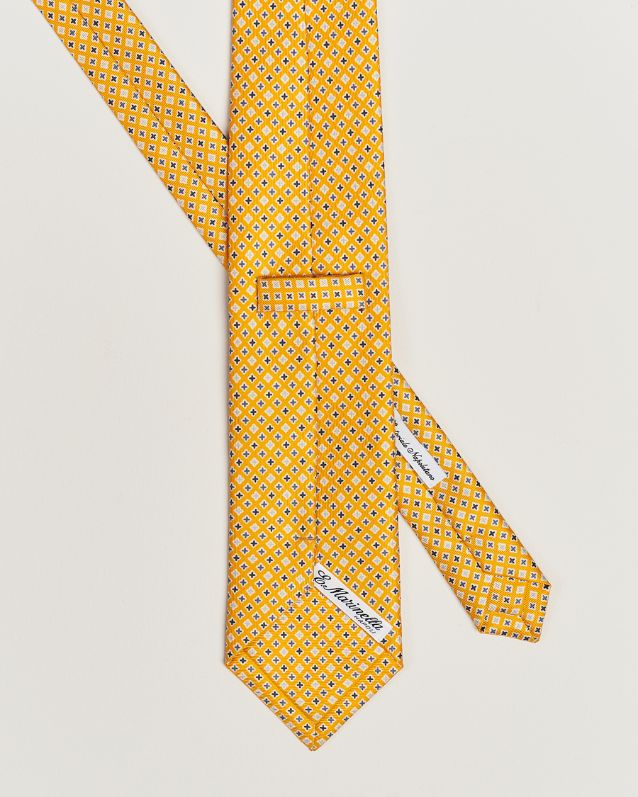 Herren | E. Marinella 3-Fold Printed Silk Tie Yellow | E. Marinella | 3-Fold Printed Silk Tie Yellow
