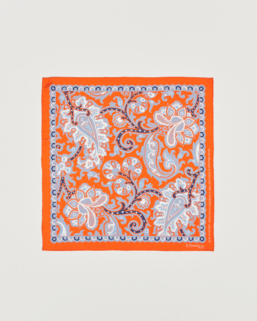 Herren | E. Marinella Archive Printed Silk Pocket Square Orange | E. Marinella | Archive Printed Silk Pocket Square Orange