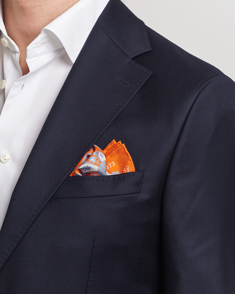 Herren | E. Marinella Archive Printed Silk Pocket Square Orange | E. Marinella | Archive Printed Silk Pocket Square Orange