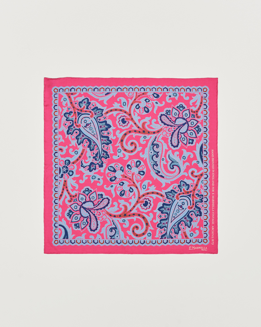 Herren | E. Marinella Archive Printed Silk Pocket Square Pink | E. Marinella | Archive Printed Silk Pocket Square Pink