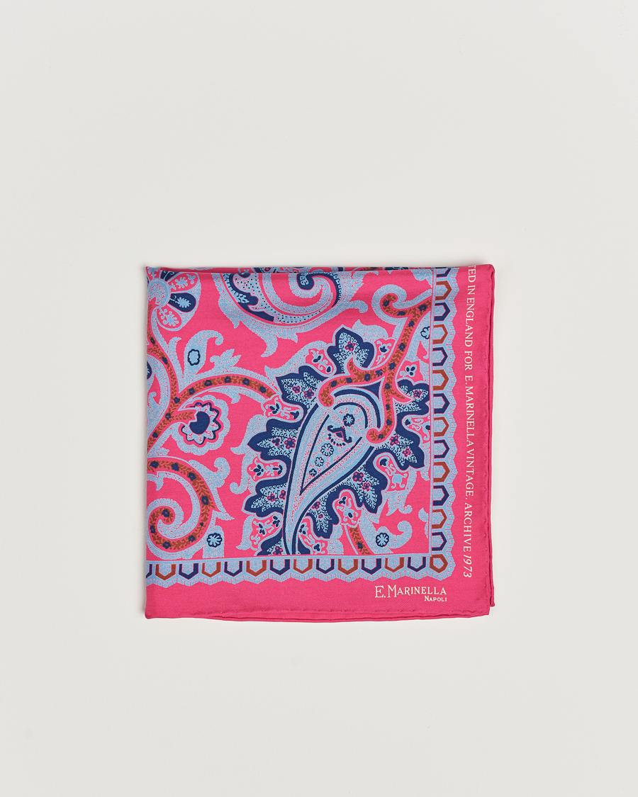 Herren | E. Marinella Archive Printed Silk Pocket Square Pink | E. Marinella | Archive Printed Silk Pocket Square Pink