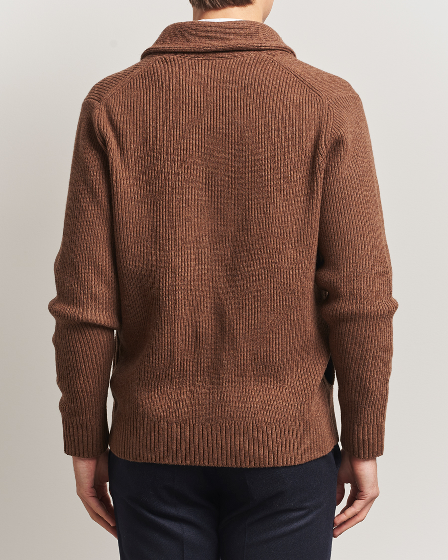 Herren | Pullover | Charles Tyrwhitt | Chunky Merino Shawl Neck Cardigan Toffee