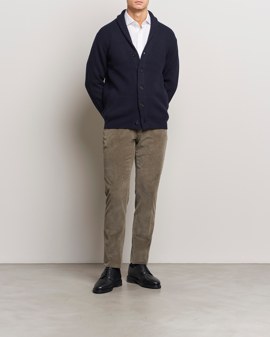 Herren | Pullover | Charles Tyrwhitt | Chunky Merino Shawl Neck Cardigan Navy