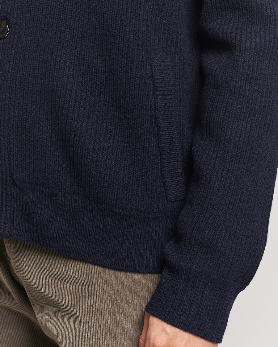 Herren | Pullover | Charles Tyrwhitt | Chunky Merino Shawl Neck Cardigan Navy