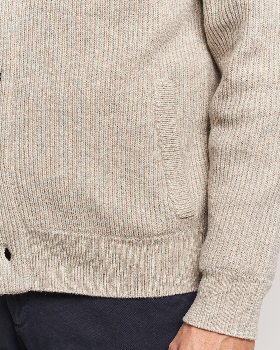 Herren | Pullover | Charles Tyrwhitt | Chunky Merino Shawl Neck Cardigan Oatmeal