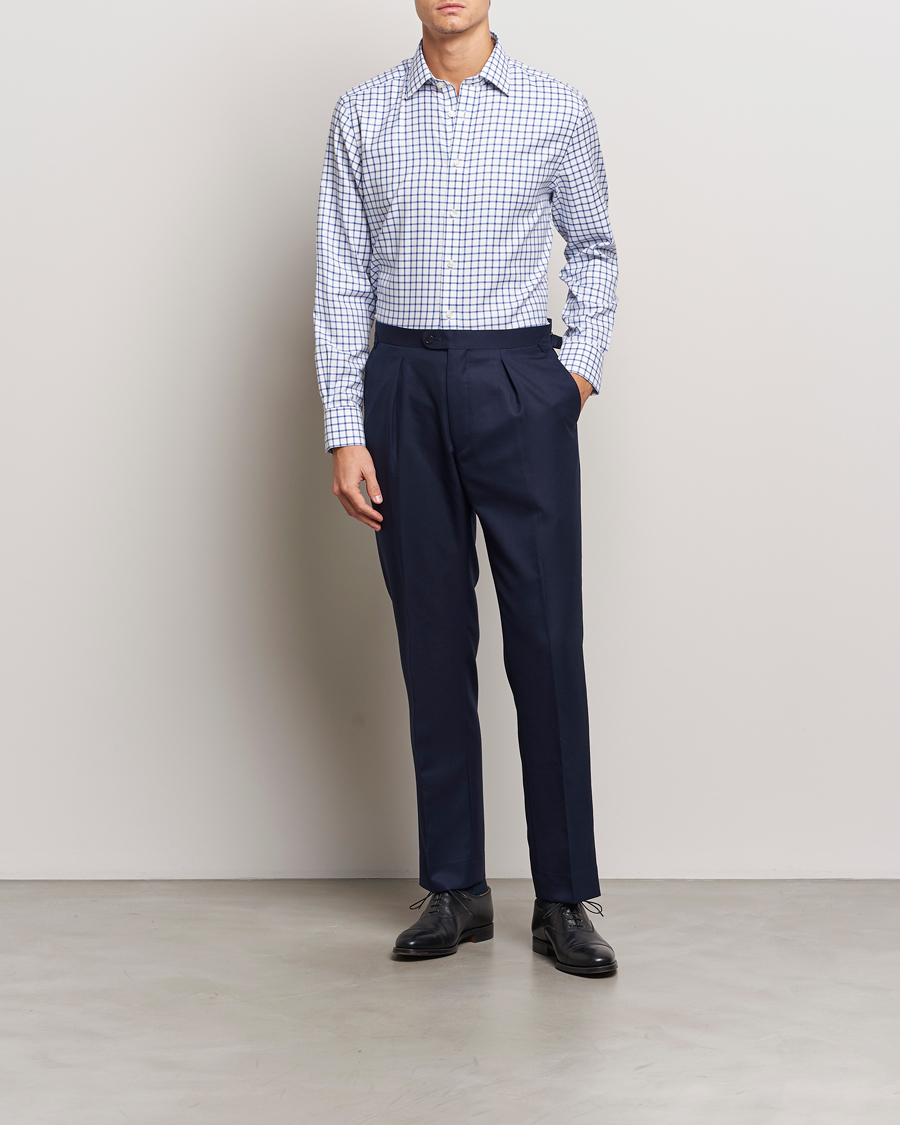 Herren | Hemden | Charles Tyrwhitt | Slim Fit Non Iron Grid Check Shirt Royal Blue