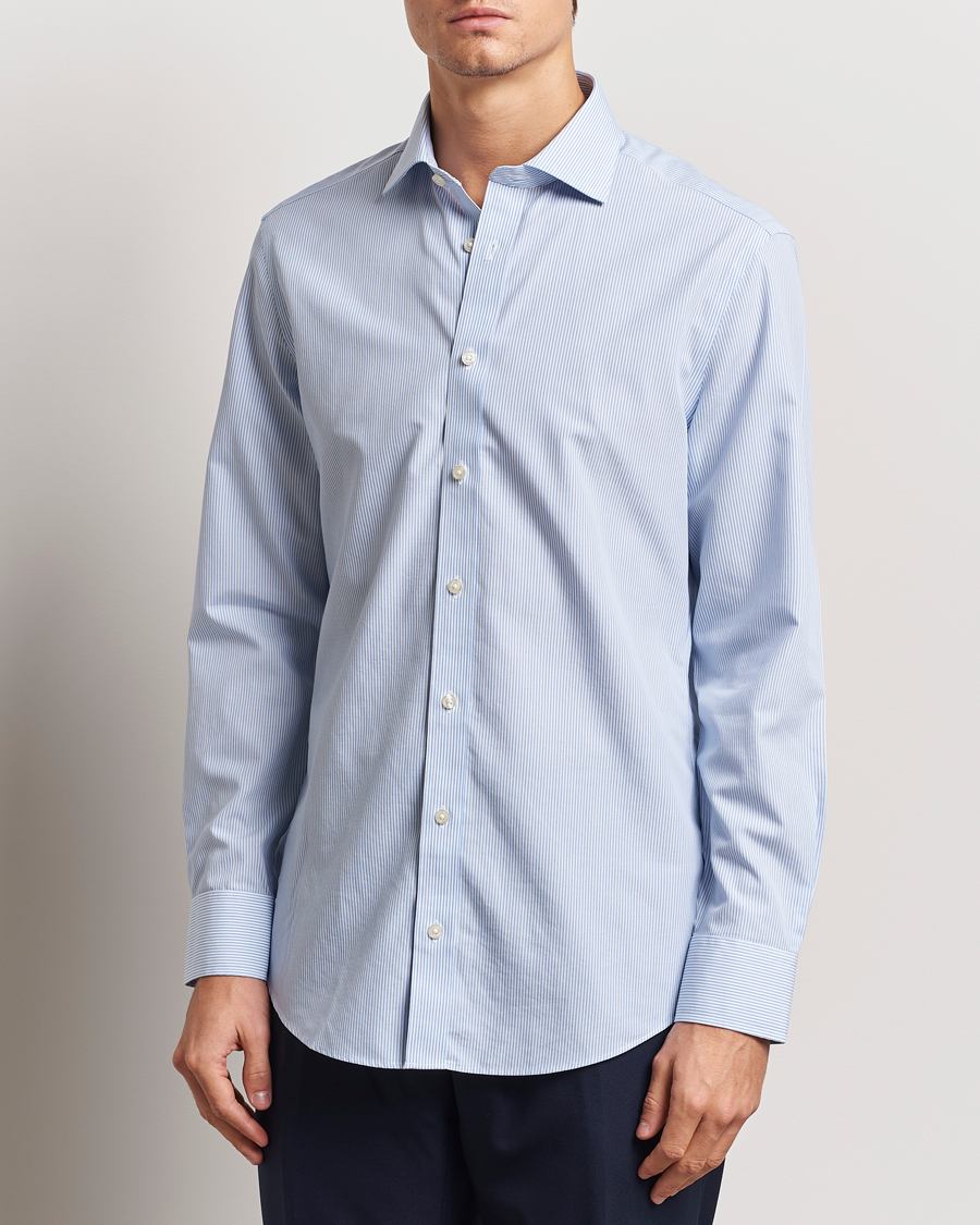 Herren | Hemden | Charles Tyrwhitt | Slim Fit Non Iron Bengal Stripe Poplin Shirt Sky Blue