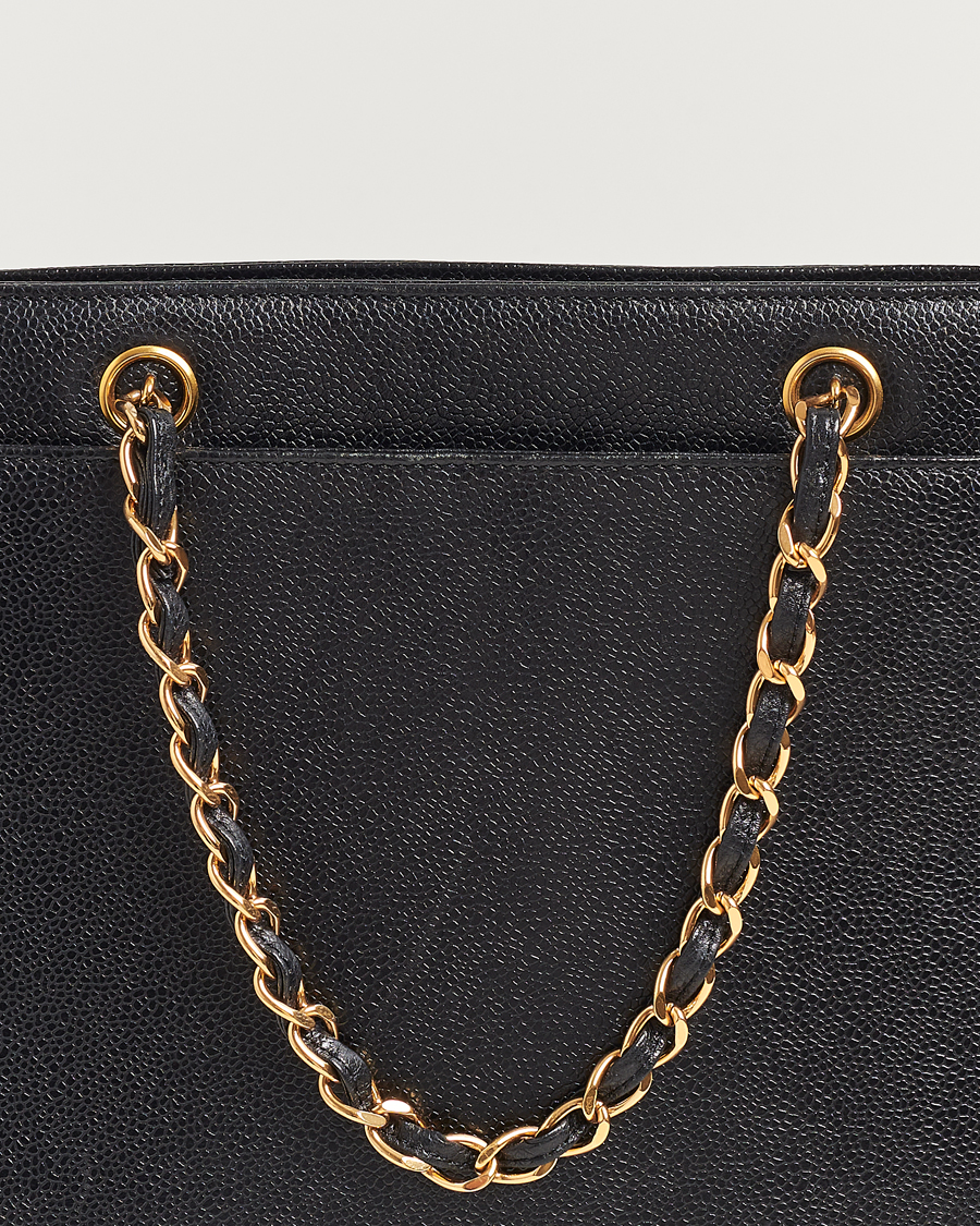 Herren | Chanel Pre-Owned Chain Tote Bag Black | Chanel Pre-Owned | Chain Tote Bag Black
