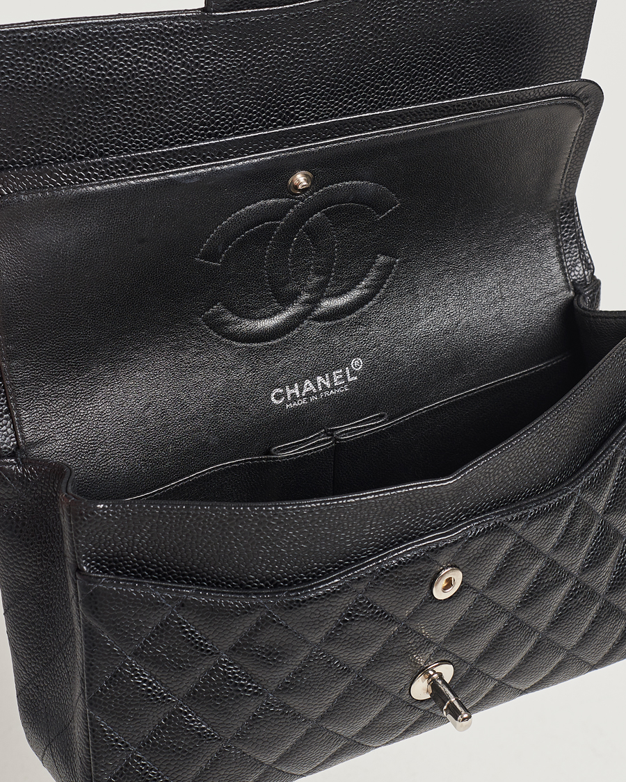 Herren | Chanel Pre-Owned Classic Medium Double Flap Bag Caviar Leather Black | Chanel Pre-Owned | Classic Medium Double Flap Bag Caviar Leather Black