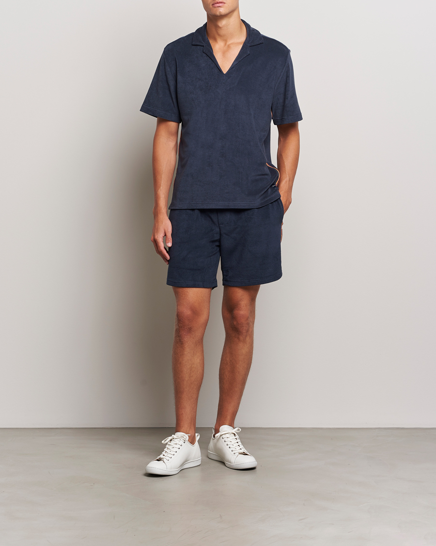 Herren | Poloshirts | Paul Smith | Stripe Towelling Polo Navy