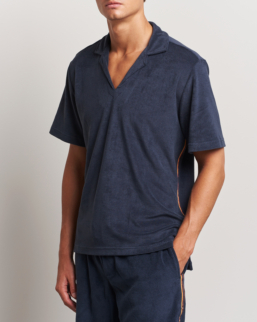 Herren | Poloshirts | Paul Smith | Stripe Towelling Polo Navy
