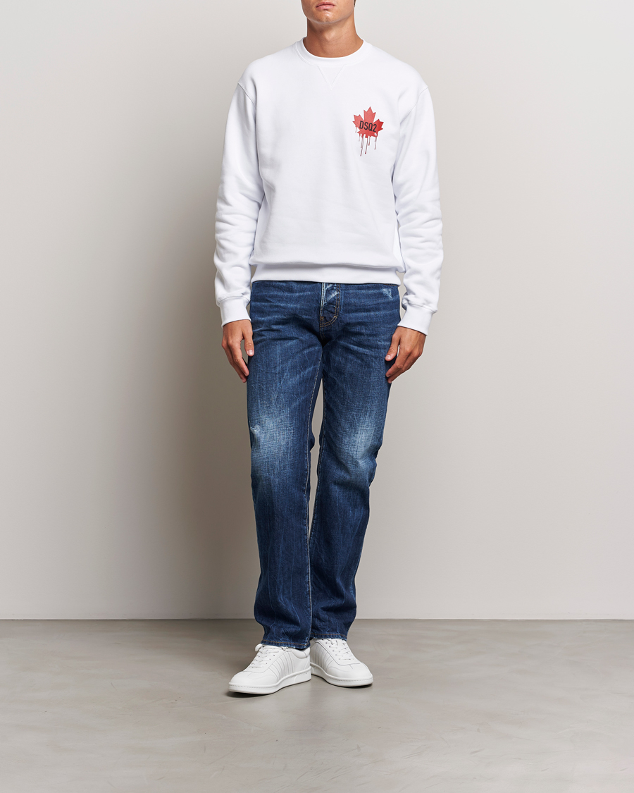 Herren | Pullover | Dsquared2 | Small Leaf Sweatshirt White