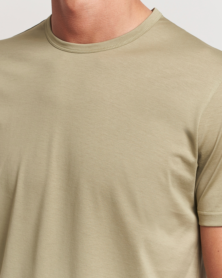 Herren | T-Shirts | Sunspel | Crew Neck Q82 Cotton T-Shirt Pale Khaki