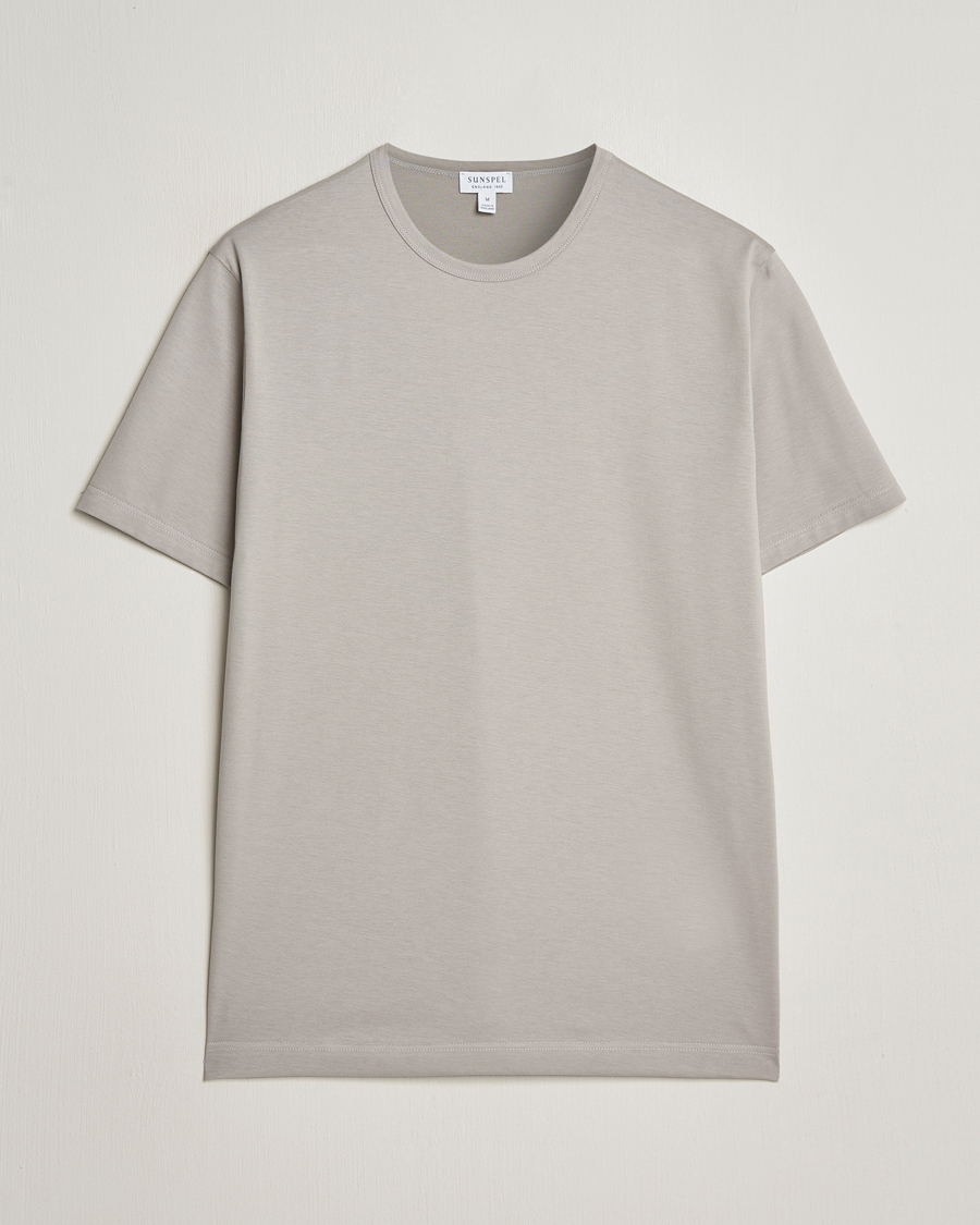 Herren | T-Shirts | Sunspel | Crew Neck Q82 Cotton T-Shirt Mid Grey