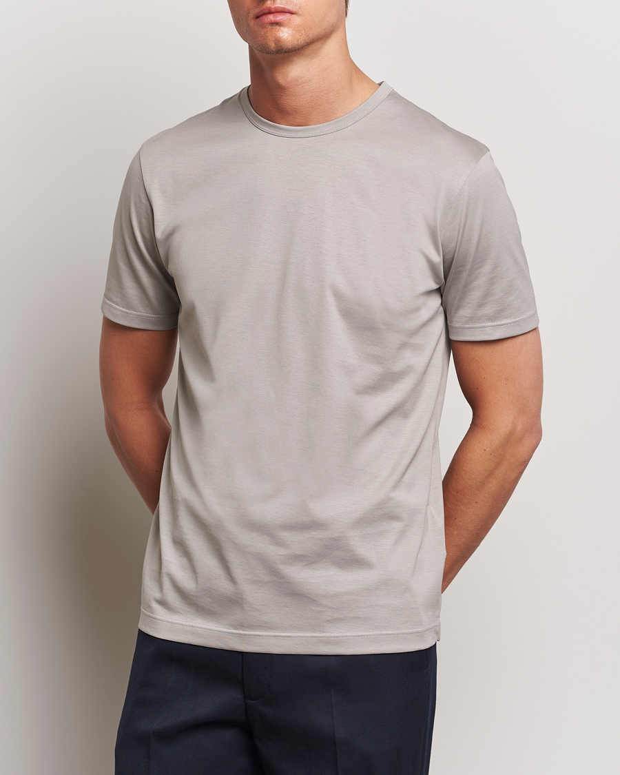 Herren | T-Shirts | Sunspel | Crew Neck Q82 Cotton T-Shirt Mid Grey